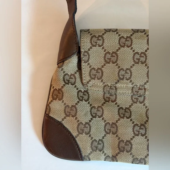 Vintage Gucci, Jackie O Bag GG Supreme Canvas & Brown Leather Bag UNISEX - Picture 7 of 13